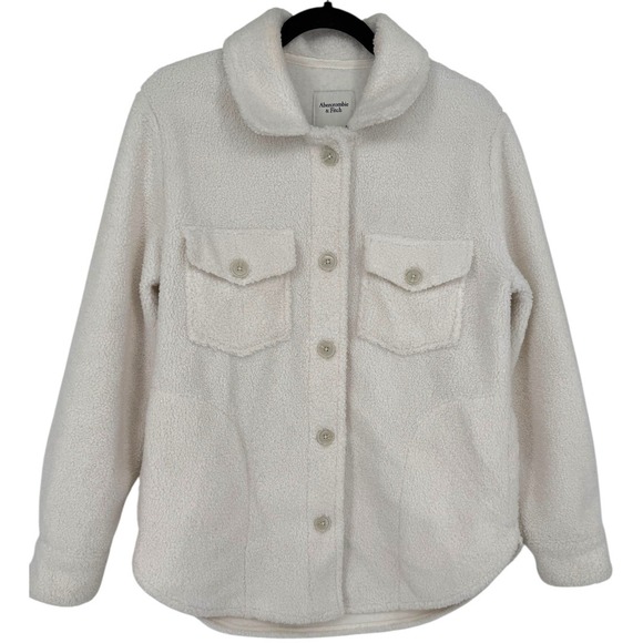 Abercrombie & Fitch Jackets & Blazers - Abercrombie Fitch Women's Sherpa Fleece Shirt Jacket Shacket Cream Size Small‎